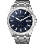 Citizen Eco-Drive BM7108-81L analog herrklocka med blå urtavla och armband i rostfritt stål