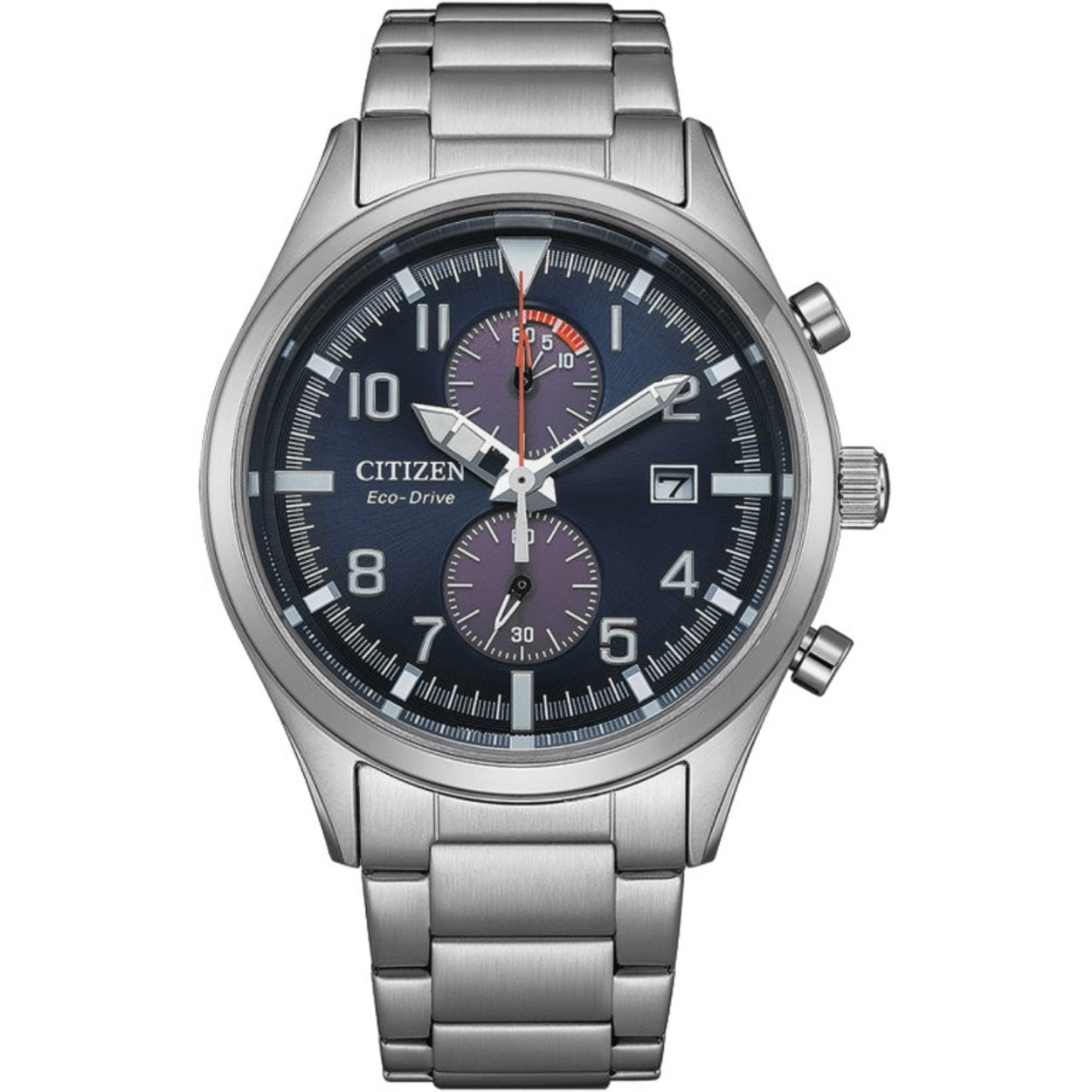 Citizen Eco Drive Ø43mm CA7028-81L analog herrklocka med mörk blå urtavla och armband i rostfritt stål