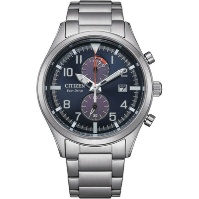 Citizen Eco Drive Ø43mm CA7028-81L analog herrklocka med mörk blå urtavla och armband i rostfritt stål