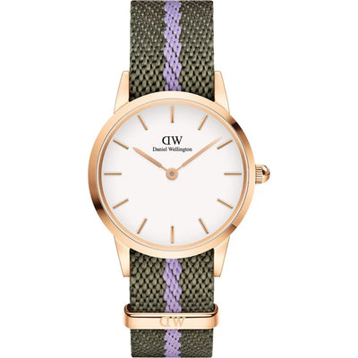 Daniel Wellington Iconic DW00100680 analog damklocka med vit urtavla och armband i nylon