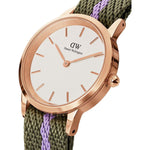 Daniel Wellington Iconic DW00100680 analog damklocka med vit urtavla och armband i nylon
