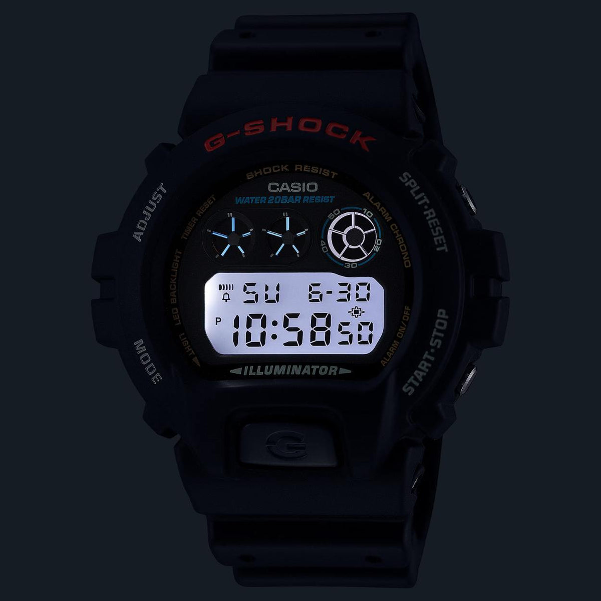 Casio G-shock DW-6900U-1ER digital unisexklocka med svart urtavla och armband i resin