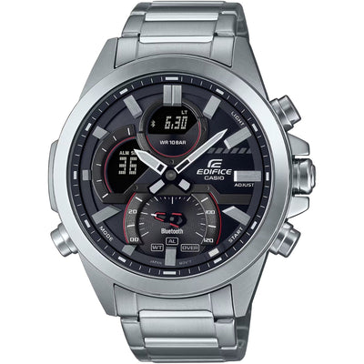 Casio Edifice Chronograph ECB-30D-1AEF ana-digi herrklocka med grå urtavla och armband i rostfritt stål
