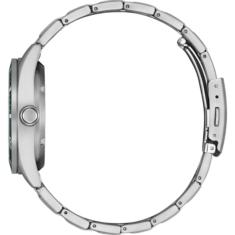Citizen Automatic Herrklocka NJ0220-52X analog herrklocka med grön urtavla och armband i rostfritt stål