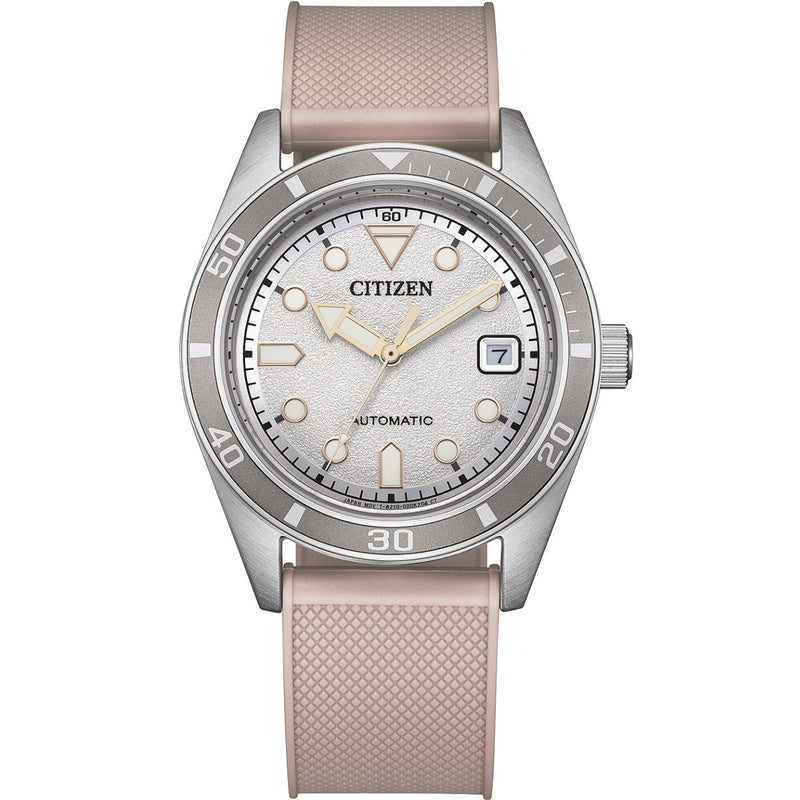Citizen Automatic Damklocka NJ0229-07A analog damklocka med vit urtavla och armband i resin