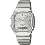 Casio Vintage AQ-240E-7AEF analog unisexklocka med silver urtavla och armband i rostfritt stål