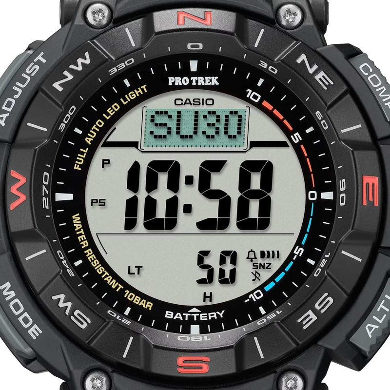 Casio PRO TREK PRG-340-1ER digital unisexklocka med svart urtavla och armband i resin