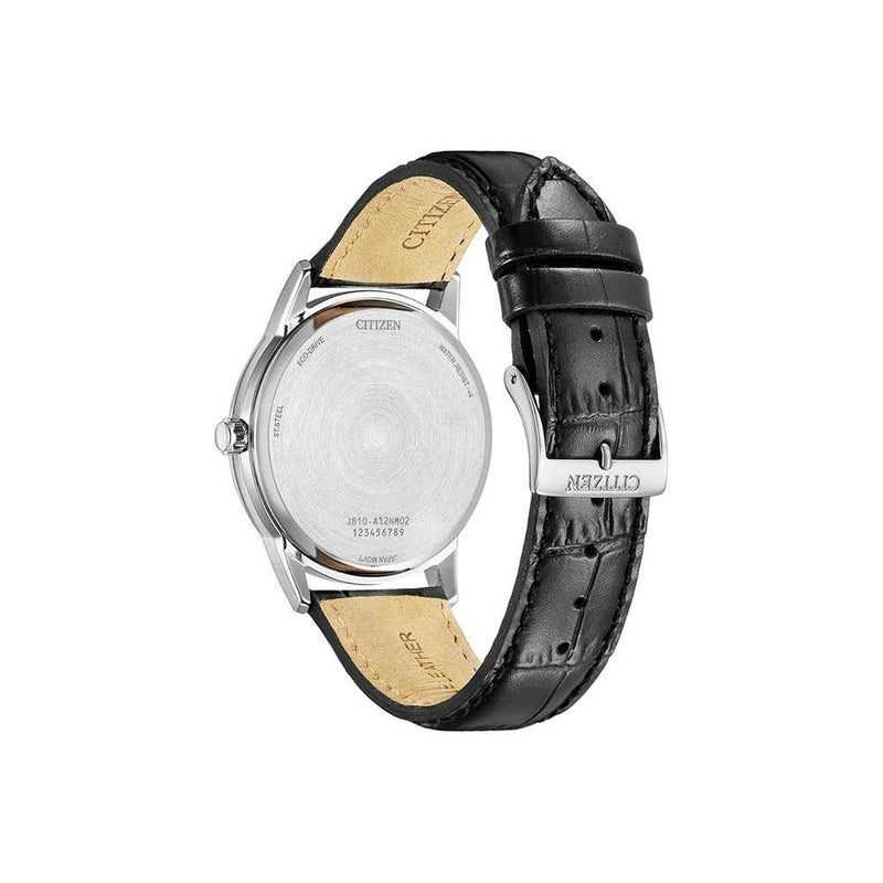 Citizen Classic AW1780-17L analog herrklocka med blå urtavla och armband i läder
