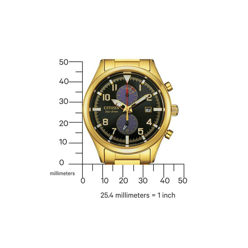 Citizen Eco Drive Chronograph CA7022-87E analog herrklocka med svart urtavla och armband i rostfritt stål