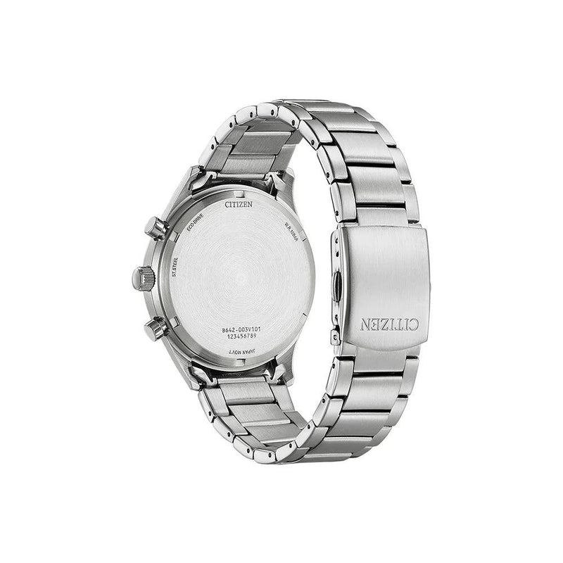 Citizen Eco Drive Chronograph CA7028-81E analog herrklocka med svart urtavla och armband i rostfritt stål