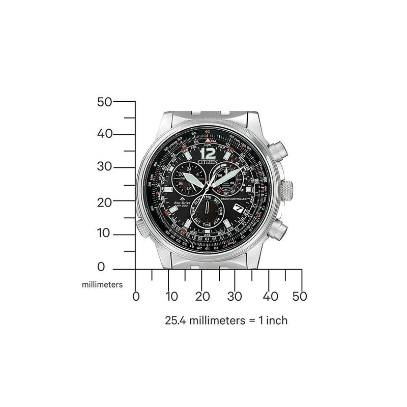 Citizen Eco-Drive Promaster CB5860-86E analog herrklocka med svart urtavla och armband i rostfritt stål