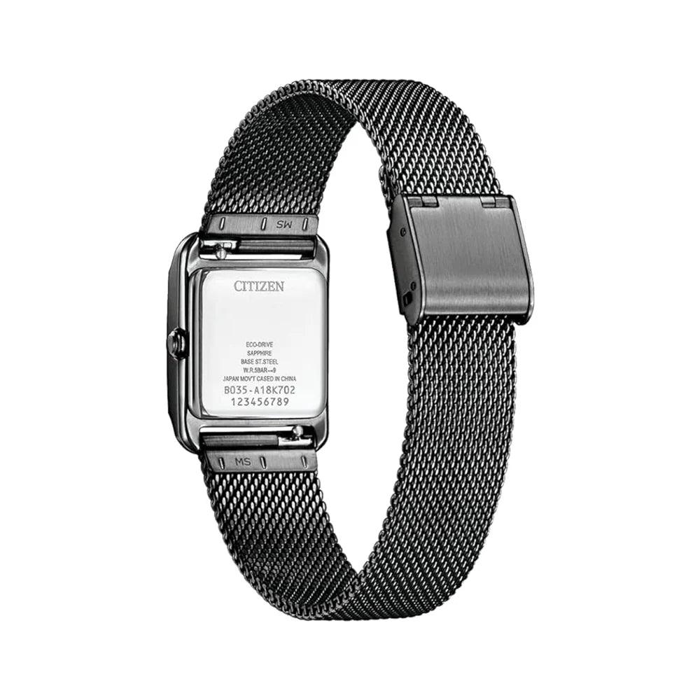 Citizen Eco-Drive EW5597-63L analog damklocka med blå urtavla och armband i rostfritt stål