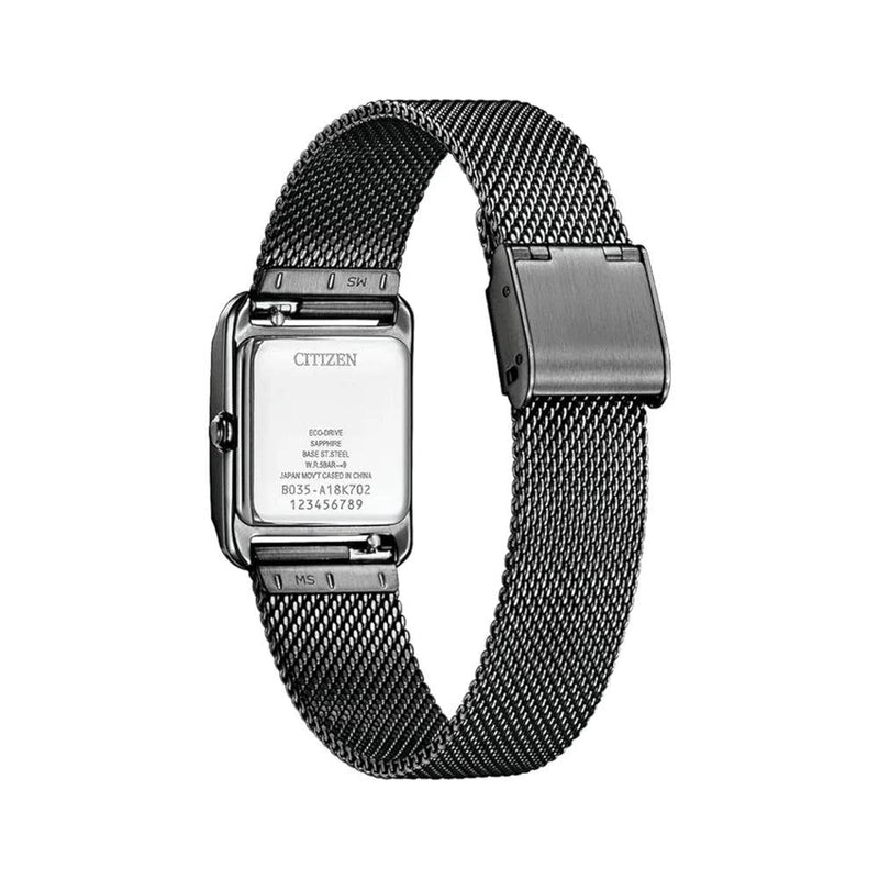 Citizen Eco-Drive EW5597-63L analog damklocka med blå urtavla och armband i rostfritt stål