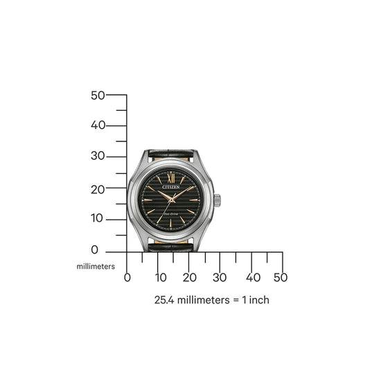 Citizen Eco-Drive FE2110-14E analog damklocka med svart urtavla och armband i läder
