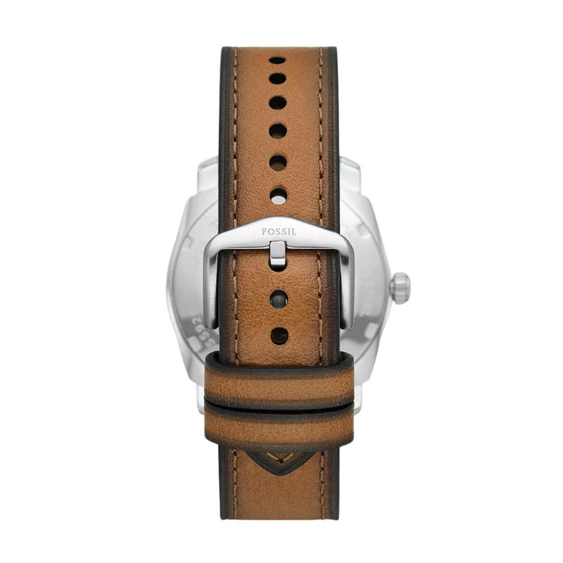 Fossil Machine FS5920 analog herrklocka med blå urtavla och armband i läder