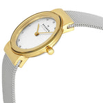 Skagen Freja 358SGSCD analog damklocka med vit urtavla och armband i rostfritt stål