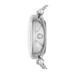 Fossil Carlie Mini ME3189 analog damklocka med vit urtavla och armband i rostfritt stål