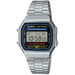 Casio Vintage A168WA-1YES digital herrklocka med svart urtavla och armband i rostfritt stål