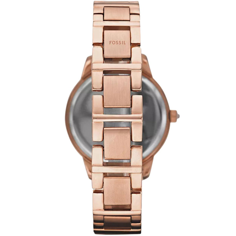 Fossil Jesse ES3020 analog damklocka med roséguld urtavla och armband i rostfritt stål