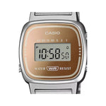 Casio Vintage LA670WES-4AEF digital damklocka med roséguld urtavla och armband i rostfritt stål