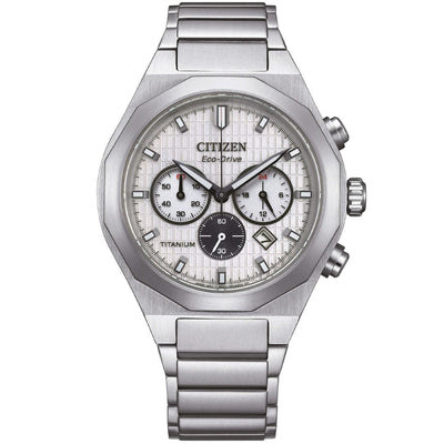Citizen Super Titanium  Zenshin Senkei CA4690-51A analog herrklocka med vit urtavla och armband i titan