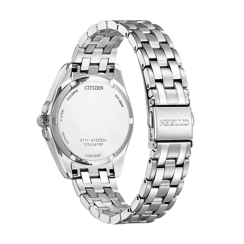 Citizen Eco-Drive EO1210-83L analog damklocka med blå urtavla och armband i rostfritt stål