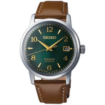 Seiko Presage Automatic SRPE45J1 analog herrklocka med grön urtavla och armband i läder
