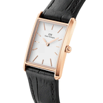 Daniel Wellington Bound Black Crocodile Rose Gold DW00100698 analog damklocka med vit urtavla och armband i läder