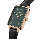Daniel Wellington Quadro Pressed Sheffield analog damklocka med grön urtavla och armband i läder