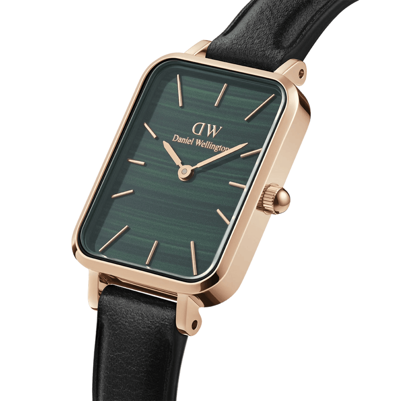 Daniel Wellington Quadro Pressed Sheffield analog damklocka med grön urtavla och armband i läder