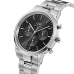 Daniel Wellington Iconic Chronograph Link Onyx S analog herrklocka med svart urtavla och armband i rostfritt stål