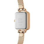 Daniel Wellington Quadro Mini Melrose Rose Gold Amber analog damklocka med brun urtavla och armband i rostfritt stål