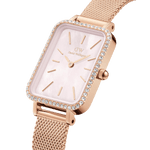 Daniel Wellington Quadro Lumine Bezel Melrose Pink MOP analog damklocka med rosa urtavla och armband i rostfritt stål