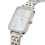 Daniel Wellington Quadro Lumine Bezel 5-Link DW00100671 analog damklocka med vit urtavla och armband i rostfritt stål