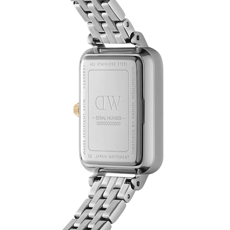 Daniel Wellington Quadro Lumine Bezel 5-Link DW00100671 analog damklocka med vit urtavla och armband i rostfritt stål