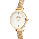Daniel Wellington Petite Mini Evergold analog damklocka med vit urtavla och armband i rostfritt stål