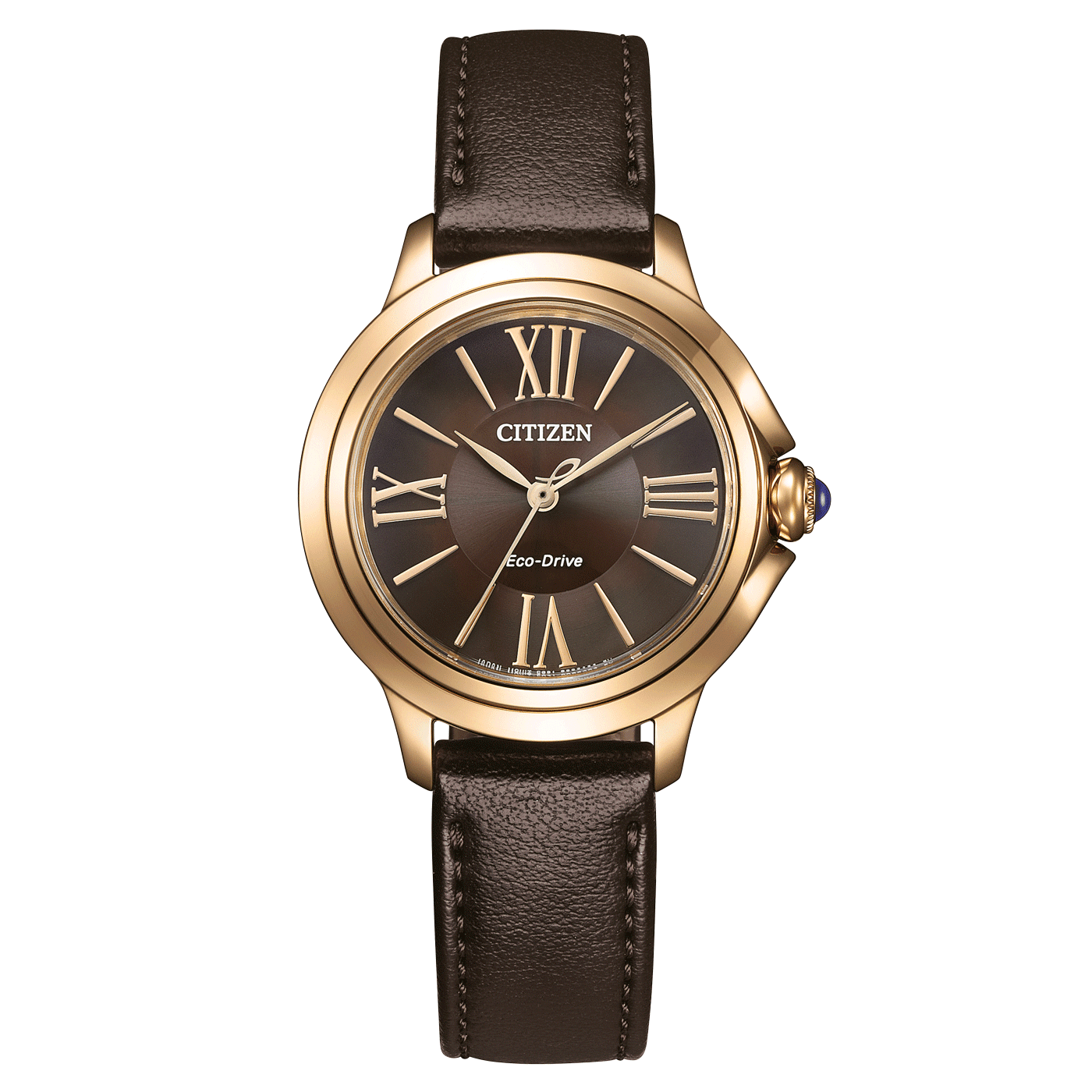 Citizen Ceci EM1163-09X analog damklocka med brun urtavla och armband i läder