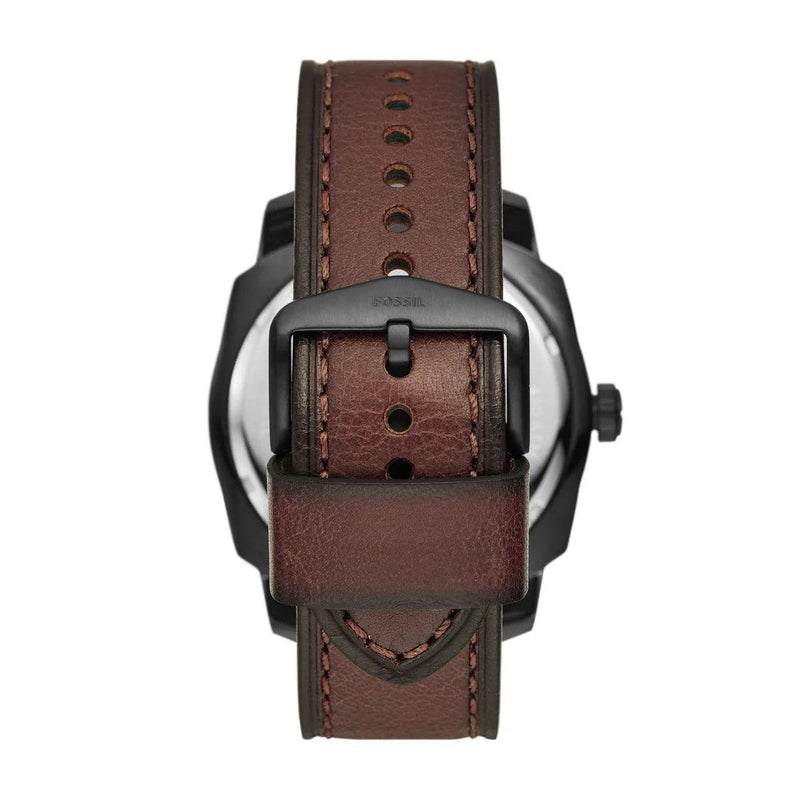 Fossil Machine FS5972 analog herrklocka med brun urtavla och armband i rostfritt stål