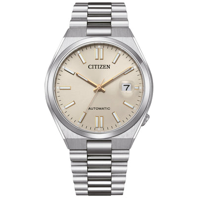 Citizen TSUYOSA NJ0151-88W analog herrklocka med gul urtavla och armband i rostfritt stål