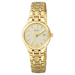 Citizen Elegance EW1262-55P analog damklocka med beige urtavla och armband i rostfritt stål