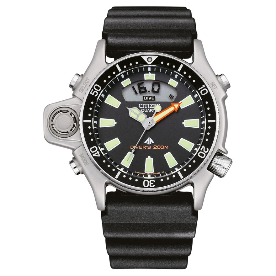 Citizen Promaster JP2000-08E analog herrklocka med svart urtavla och armband i silikon