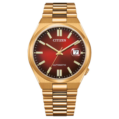 Citizen Tsuyosa Automatic NJ0153-82X analog herrklocka med rött urtavla och armband i rostfritt stål