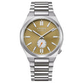 Citizen TSUYOSA NK5010-51X analog herrklocka med beige urtavla och armband i rostfritt stål