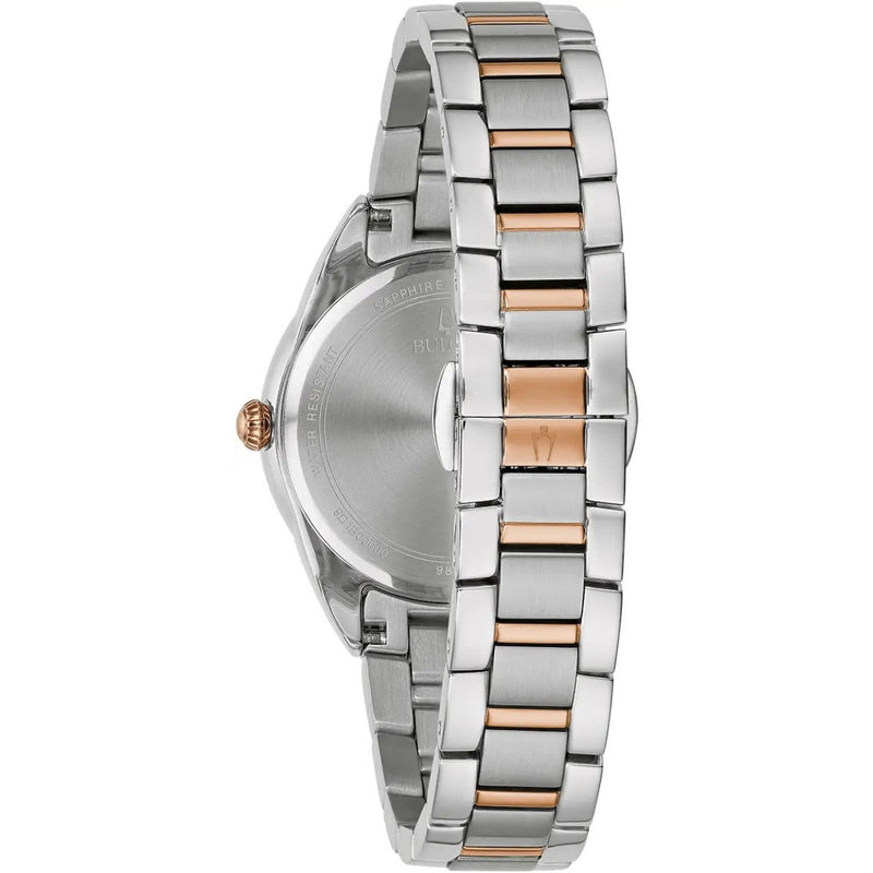Bulova Sutton 98R281 analog damklocka med vit urtavla och armband i rostfritt stål