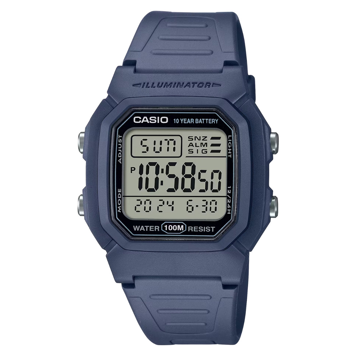Casio Timeless W-800H-2AVES digital damklocka med svart urtavla och armband i resin