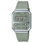 Casio Vintage A100WEF-3AEF digital unisexklocka med grå urtavla och armband i resin