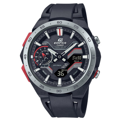 Casio Edifice ECB-2200P-1AEF analog herrklocka med svart urtavla och armband i resin