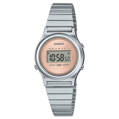Casio Vintage LA700WE-4AEF digital damklocka med roséguld urtavla och armband i rostfritt stål