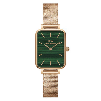 Daniel Wellington Quadro DW00100437 analog damklocka med grön urtavla och armband i rostfritt stål