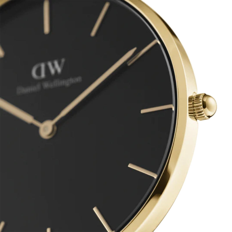 Daniel Wellington Classic Petite DW00100347 analog damklocka med svart urtavla och armband i rostfritt stål